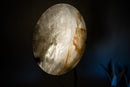 Clear Quartz Crystal Lamp with Hematite Inclusions – “Full Moon” Round Accent Light - E2D Crystals & Minerals