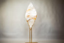 X - Large 5.2 Ft White Quartz Flame with Golden Hematite Lines – Hand - Carved Crystal Sculpture - E2D Crystals & Minerals