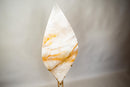X - Large 5.2 Ft White Quartz Flame with Golden Hematite Lines – Hand - Carved Crystal Sculpture - E2D Crystals & Minerals