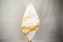 X - Large 5.2 Ft White Quartz Flame with Golden Hematite Lines – Hand - Carved Crystal Sculpture - E2D Crystals & Minerals