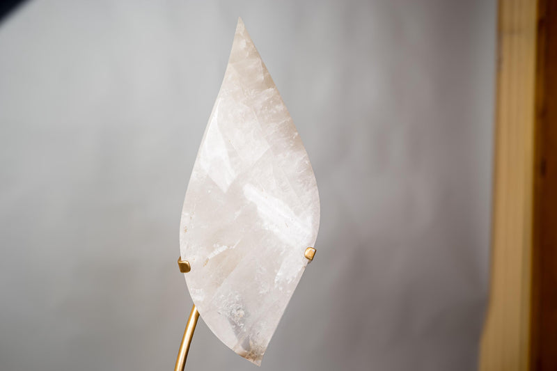 X - Large 4.8 - Foot Clear Quartz Flame Sculpture on Custom Stand – Hand - Carved Crystal Statement Piece for Décor or Healing - E2D Crystals & Minerals