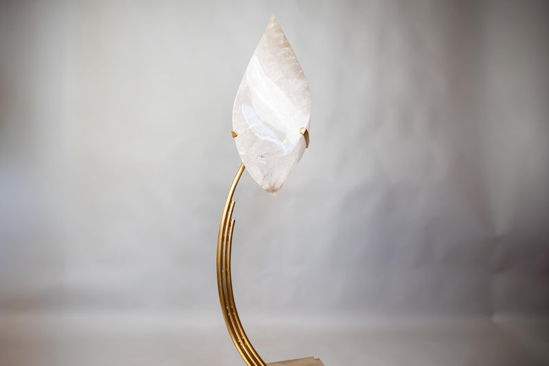 X - Large 4.8 - Foot Clear Quartz Flame Sculpture on Custom Stand – Hand - Carved Crystal Statement Piece for Décor or Healing - E2D Crystals & Minerals