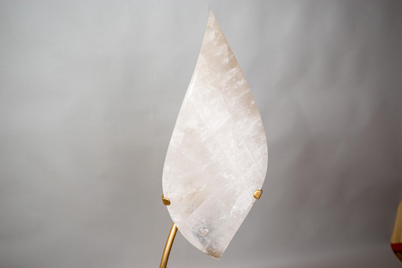 X - Large 4.8 - Foot Clear Quartz Flame Sculpture on Custom Stand – Hand - Carved Crystal Statement Piece for Décor or Healing - E2D Crystals & Minerals