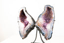 Natural Agate with Amethyst Butterfly Geode Wings – Gorgeous Lavender Amethyst with Golden Goethite Inclusions - 33.5 lb - E2D Crystals & Minerals