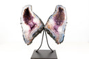 Natural Agate with Amethyst Butterfly Geode Wings – Gorgeous Lavender Amethyst with Golden Goethite Inclusions - 33.5 lb - E2D Crystals & Minerals