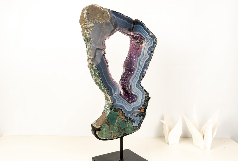 World - Class Landscape Agate Portal with Moss and Blue Lace Agate with Purple Amethyst - 23 In. - E2D Crystals & Minerals