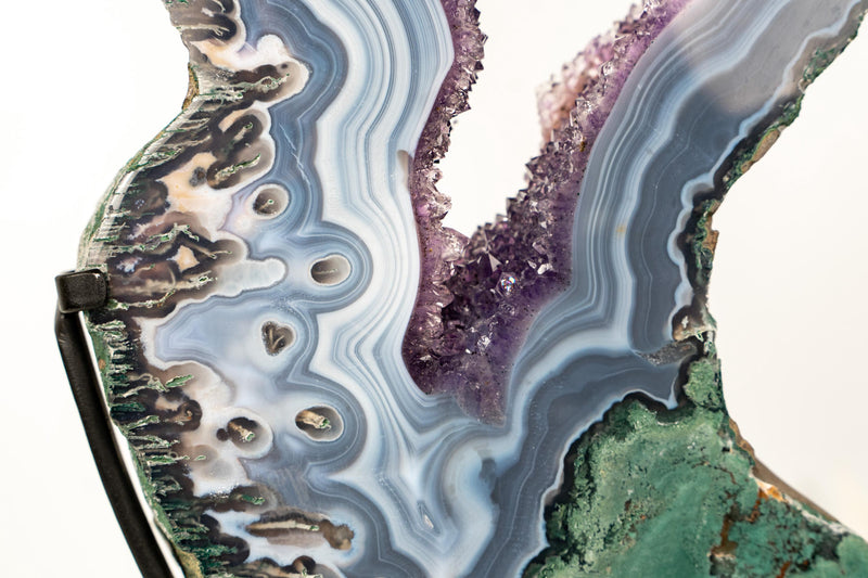 World - Class Landscape Agate Portal with Moss and Blue Lace Agate with Purple Amethyst - 23 In. - E2D Crystals & Minerals