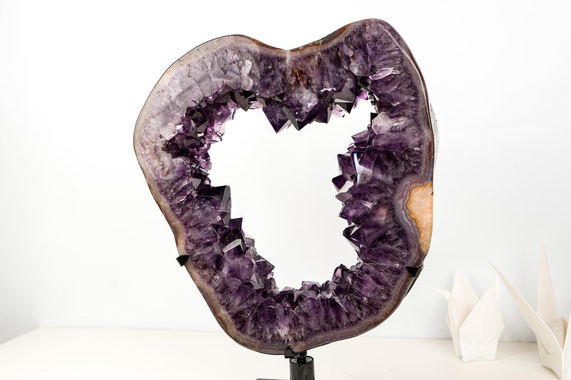 AAA - Grade Amethyst Geode Portal – Large Deep Purple Crystals on Custom - Made Stand, Collector’s Display Piece - 29 Lb. - E2D Crystals & Minerals