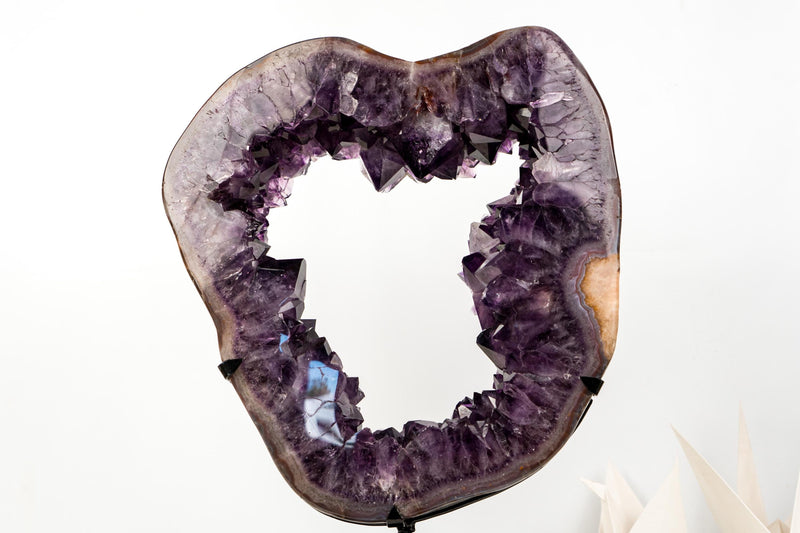AAA - Grade Amethyst Geode Portal – Large Deep Purple Crystals on Custom - Made Stand, Collector’s Display Piece - 29 Lb. - E2D Crystals & Minerals