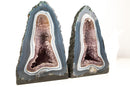Pair of Small Blue and White Lace Agate Geodes with Lavender Amethyst Core - 8.6 Lb. 10.2 In. - E2D Crystals & Minerals
