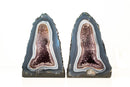 Pair of Small Blue and White Lace Agate Geodes with Lavender Amethyst Core - 8.6 Lb. 10.2 In. - E2D Crystals & Minerals