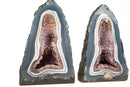 Pair of Small Blue and White Lace Agate Geodes with Lavender Amethyst Core - 8.6 Lb. 10.2 In. - E2D Crystals & Minerals