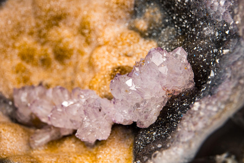 Rare Rose Amethyst Flower in Galaxy Amethyst Geode - Collector - Grade Multicolored Galaxy Druzy Geode - 10 Lb. - E2D Crystals & Minerals