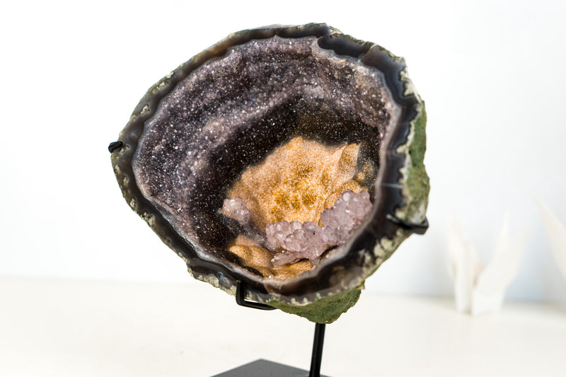 Rare Rose Amethyst Flower in Galaxy Amethyst Geode - Collector - Grade Multicolored Galaxy Druzy Geode - 10 Lb. - E2D Crystals & Minerals