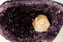 Spectacular Large Amethyst Geode Cave with Deep Purple Druzy and XL Calcite Crystal Inclusion – Statement Geode from Brazil 9.4 Kg 21 lb - E2D Crystals & Minerals