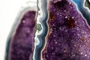 Collector - Grade Pair of Rare Lace Agate Cathedral Geodes with Violet Amethyst Druzy and Scenic Agate Drawings - 20 In. 49 Lb. - E2D Crystals & Minerals
