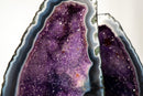 Collector - Grade Pair of Rare Lace Agate Cathedral Geodes with Violet Amethyst Druzy and Scenic Agate Drawings - 20 In. 49 Lb. - E2D Crystals & Minerals