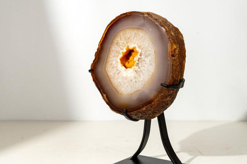 Rare Lace Agate Geode with Natural Yellow Galaxy Druzy - All - Natural, for Agate Collectors - 8 Lb. - E2D Crystals & Minerals