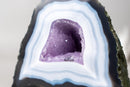 Rare Striped White Lace Agate Geode with Lavender Druzy Crystal – Small Natural Geode - 6 Lb - E2D Crystals & Minerals