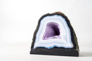 Rare Striped White Lace Agate Geode with Lavender Druzy Crystal – Small Natural Geode - 6 Lb - E2D Crystals & Minerals
