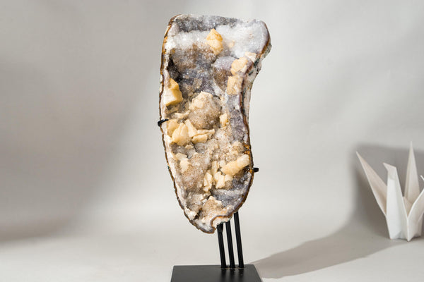 Rare Galaxy Amethyst Druzy Cluster with Golden Goethite, Flowers and Calcite, 6.2 Lb - Ethically Sourced - E2D Crystals & Minerals