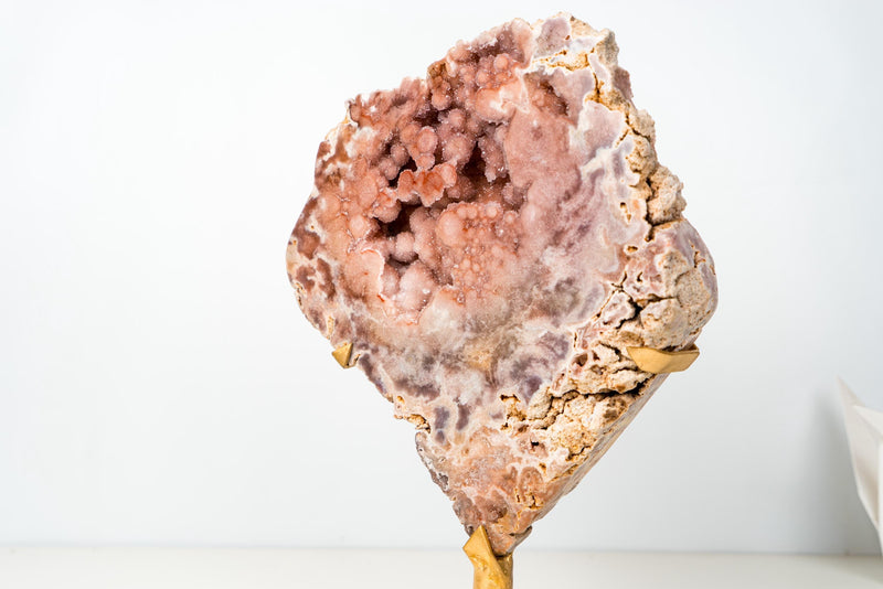 Rare Peach Pink Amethyst Geode with Superb Rose Galaxy Druzy – AAA - Grade Collector Crystal from Brazil - 16 Lb. - E2D Crystals & Minerals