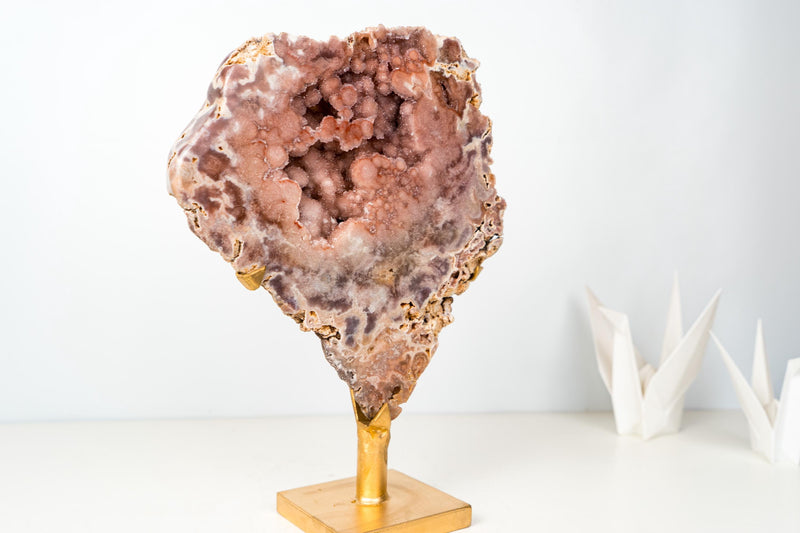 Rare Peach Pink Amethyst Geode with Superb Rose Galaxy Druzy – AAA - Grade Collector Crystal from Brazil - 16 Lb. - E2D Crystals & Minerals