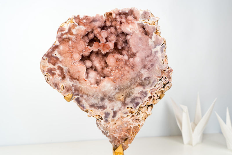 Rare Peach Pink Amethyst Geode with Superb Rose Galaxy Druzy – AAA - Grade Collector Crystal from Brazil - 16 Lb. - E2D Crystals & Minerals