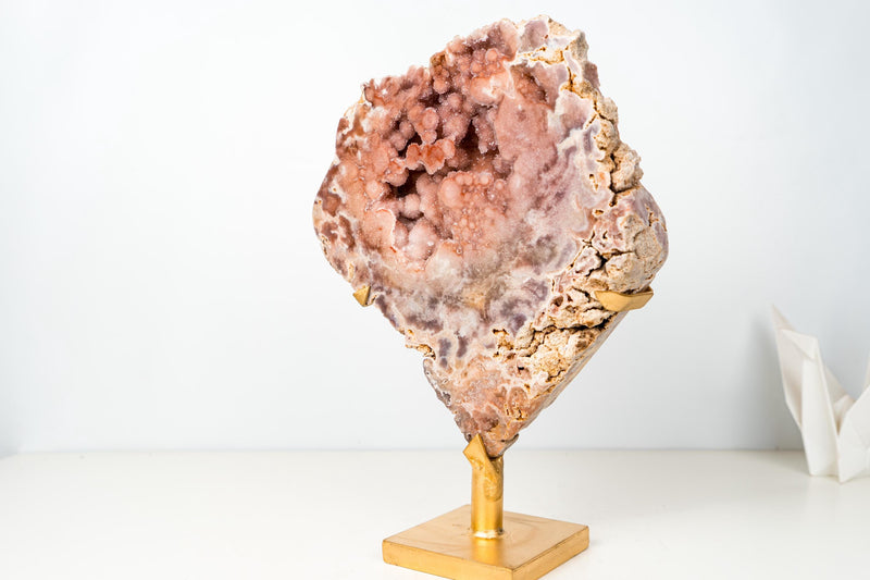Rare Peach Pink Amethyst Geode with Superb Rose Galaxy Druzy – AAA - Grade Collector Crystal from Brazil - 16 Lb. - E2D Crystals & Minerals