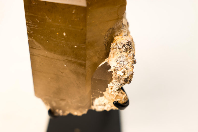 Natural Smoky Amber Citrine Crystal Quartz with Lemurian Striations on Feldspar Matrix – Untreated Brazilian Specimen, 4 Lb. - E2D Crystals & Minerals