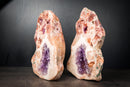 Pair of Rare Pink Amethyst Geodes with Pink and Purple Druzy – All - Natural Bookmatching Amethyst Geodes from Brazil - 18.3 Lb. - E2D Crystals & Minerals