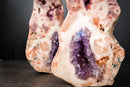 Pair of Rare Pink Amethyst Geodes with Pink and Purple Druzy – All - Natural Bookmatching Amethyst Geodes from Brazil - 18.3 Lb. - E2D Crystals & Minerals