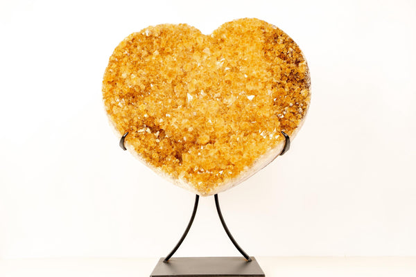 Extra Large Citrine Heart – 61 lb Natural Orange Druzy Crystal, Statement Home Décor Piece - E2D Crystals & Minerals