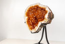 Natural Citrine Geode with Madeira Orange Crystals on a Custom - Made Stand - 53 Lb, 23 In. - E2D Crystals & Minerals