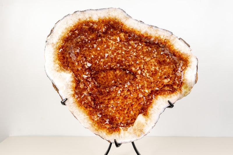Natural Citrine Geode with Madeira Orange Crystals on a Custom - Made Stand - 53 Lb, 23 In. - E2D Crystals & Minerals