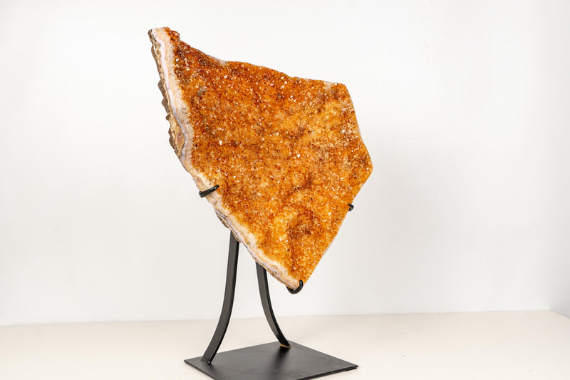 Large Sculptural Citrine Cluster with Micro Calcite Inclusions and Sparkly Points on Custom Stand – Natural Statement Décor - 20x15 In. - E2D Crystals & Minerals