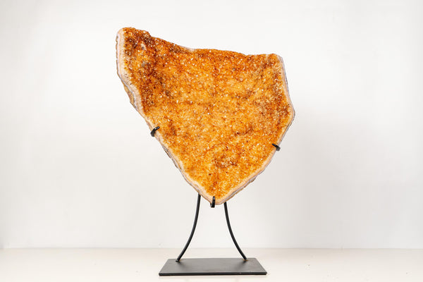 Large Sculptural Citrine Cluster with Micro Calcite Inclusions and Sparkly Points on Custom Stand – Natural Statement Décor - 20x15 In. - E2D Crystals & Minerals