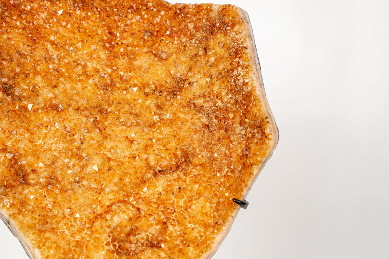 Large Sculptural Citrine Cluster with Micro Calcite Inclusions and Sparkly Points on Custom Stand – Natural Statement Décor - 20x15 In. - E2D Crystals & Minerals