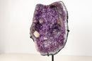Purple Galaxy Amethyst Cluster with Calcite, Golden Goethite & Rare Inclusions on Custom Stand – Natural Brazilian Crystal - 1.0 Kg - 2.2 lb - E2D Crystals & Minerals