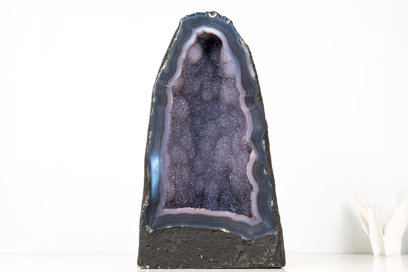 Rare Blue Agate Geode Cathedral with Sparkly Blue Galaxy Druzy Amethyst - 21 Lb. 8 In. - E2D Crystals & Minerals