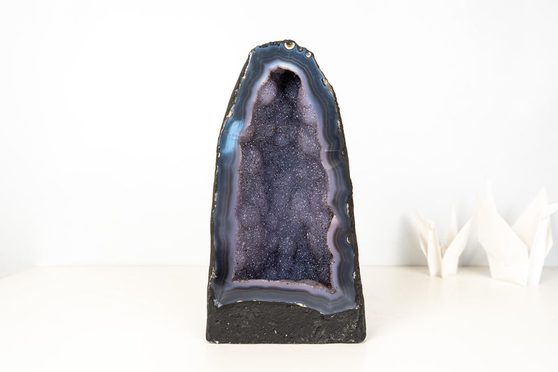 Rare Blue Agate Geode Cathedral with Sparkly Blue Galaxy Druzy Amethyst - 21 Lb. 8 In. - E2D Crystals & Minerals