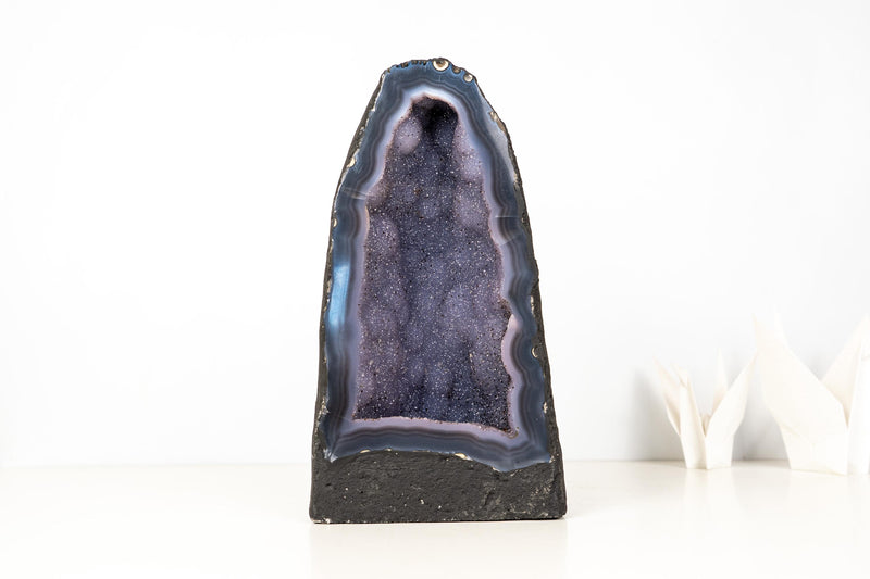 Rare Blue Agate Geode Cathedral with Sparkly Blue Galaxy Druzy Amethyst - 21 Lb. 8 In. - E2D Crystals & Minerals