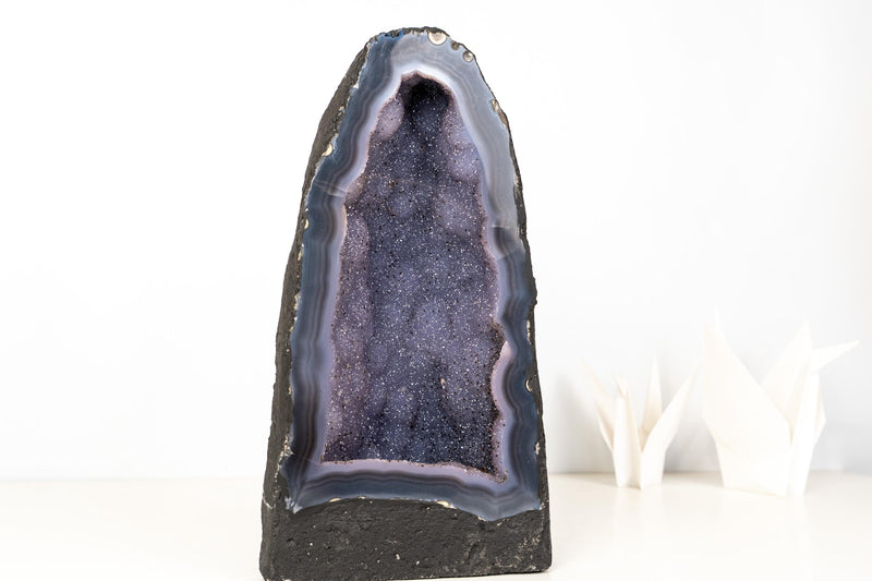 Rare Blue Agate Geode Cathedral with Sparkly Blue Galaxy Druzy Amethyst - 21 Lb. 8 In. - E2D Crystals & Minerals