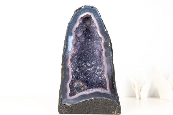 Rare Blue Agate Geode Cathedral with Sparkly Blue Galaxy Druzy Amethyst and Calcite Inclusions - 21 Lb. 8 In. - E2D Crystals & Minerals
