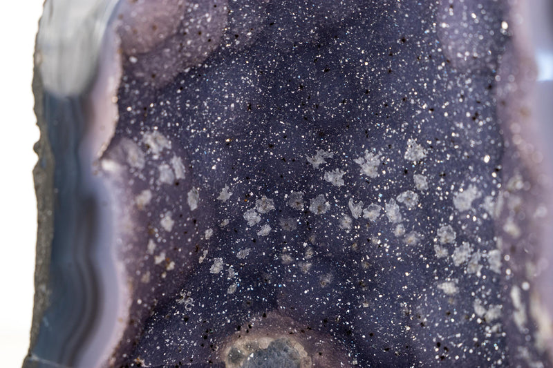 Rare Blue Agate Geode Cathedral with Sparkly Blue Galaxy Druzy Amethyst and Calcite Inclusions - 21 Lb. 8 In. - E2D Crystals & Minerals