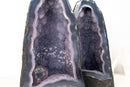 Pair of Rare Blue Agate Geode Cathedrals with Sparkly Blue Galaxy Druzy Amethyst and Calcite Inclusions - Bookmatching Pair, 42 Lb. - E2D Crystals & Minerals
