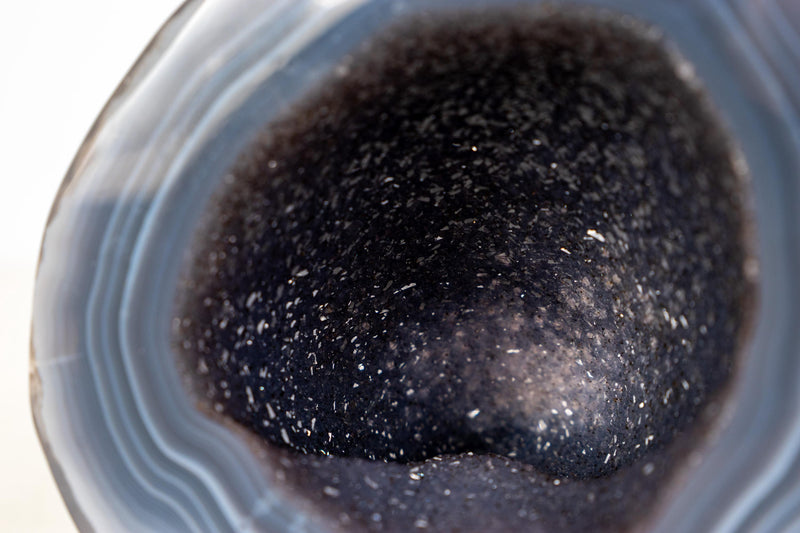 Small Agate Geode with World - Class Blue Banded Agate and Blue Galaxy Druzy, Ethically Sourced - 1.8 Kg - 4.0 lb - E2D Crystals & Minerals