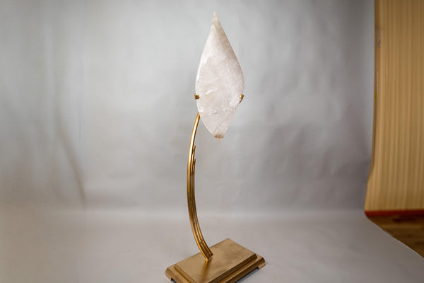 X - Large 4.8 - Foot Clear Quartz Flame Sculpture on Custom Stand – Hand - Carved Crystal Statement Piece for Décor or Healing - E2D Crystals & Minerals