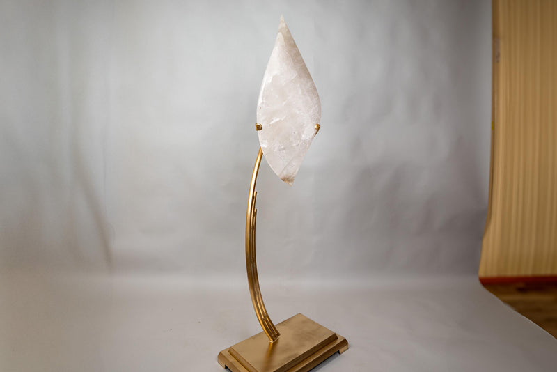 X - Large 4.8 - Foot Clear Quartz Flame Sculpture on Custom Stand – Hand - Carved Crystal Statement Piece for Décor or Healing - E2D Crystals & Minerals