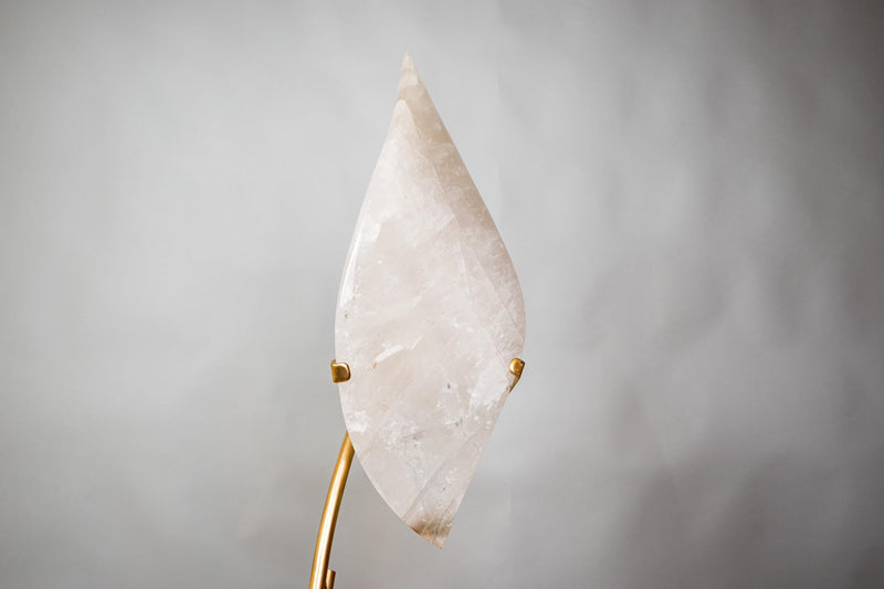 X - Large 4.8 - Foot Clear Quartz Flame Sculpture on Custom Stand – Hand - Carved Crystal Statement Piece for Décor or Healing - E2D Crystals & Minerals